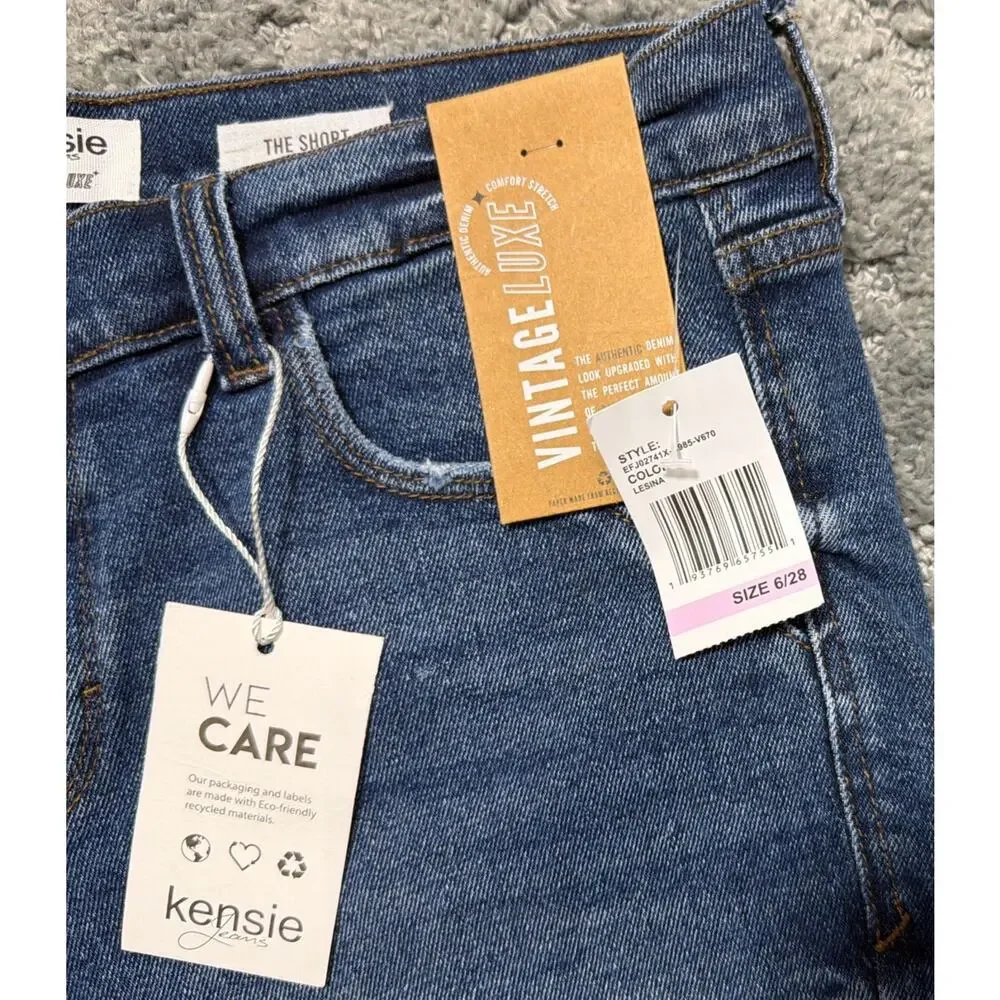 Kensie Jeans Vintage Luxe Women's The Short Size 6/28 Lesina Blue Denim Shorts - Picture 5 of 8